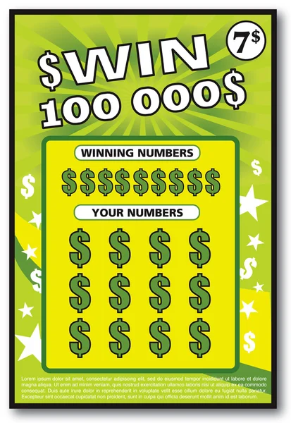 Istantaneo biglietto della lotteria gratta e vinci — Vettoriale Stock