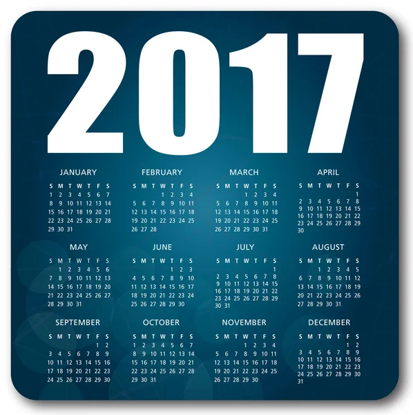 Calendario azul 2017 — Vector de stock