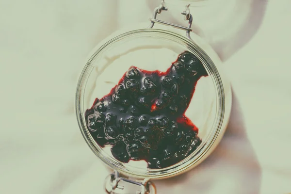 Jar Bake Cheesecake Blueberry Jam — стоковое фото