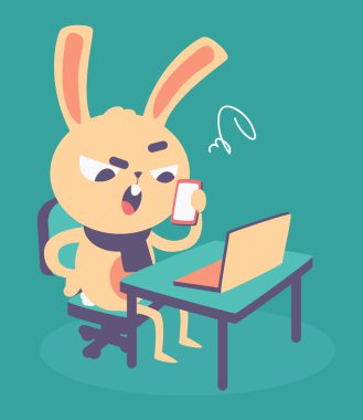 Bilgisayar, şirin kızgın Bunny