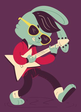 Rockabilly Bunny gitar çalmak