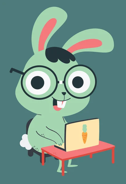 İnek Bunny bir bilgisayar önünde