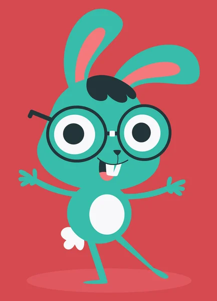 Nerd Bunny Wearing Glasses - Stok Vektor