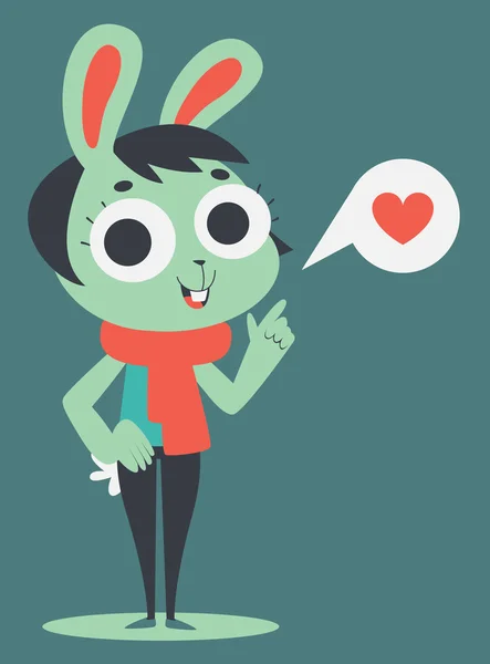 Bunny Girl in Love staande — Stockvector