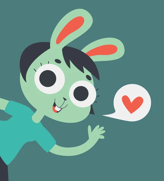 Süße Liebhaber Bunny Mädchen auf dem Bildschirm zeigen — Stockvektor