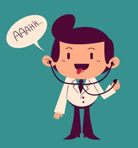 Mutlu karikatür doktor söyleyerek Ahh