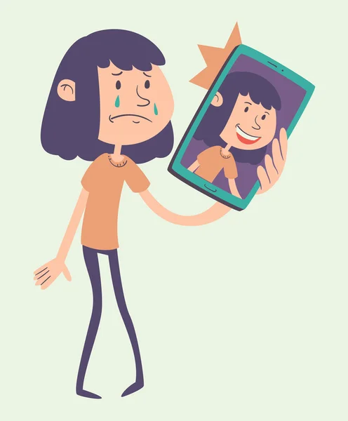 Chica de dibujos animados tomando una foto — Archivo Imágenes Vectoriales