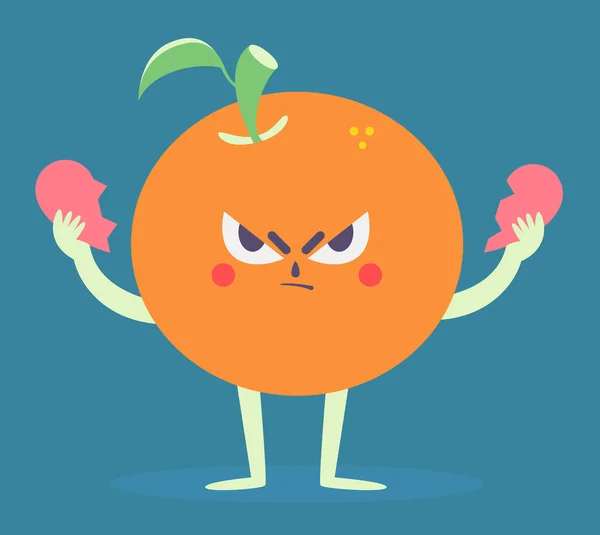 Orange en colère déchirant un cœur — Image vectorielle