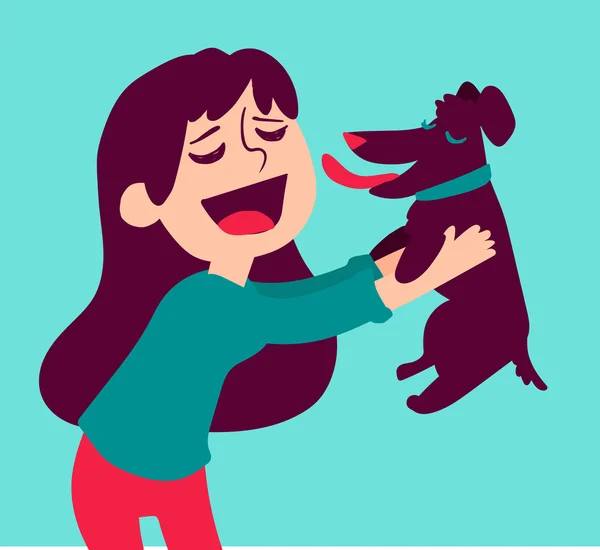 Cute Girl Holding Dog Royalty Free Stock Vectors