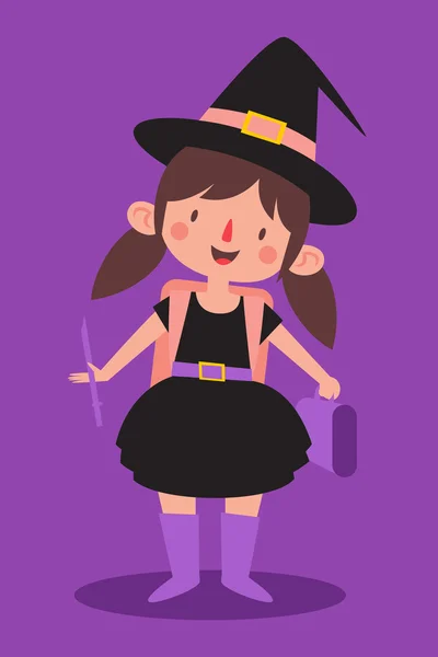 Cute Student Witch Vector Graphics