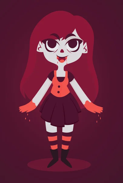 Милий вампір дівчина з крові в руках — стоковий вектор