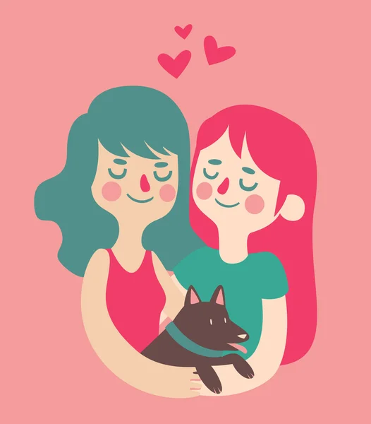 Pareja sosteniendo su perro — Vector de stock