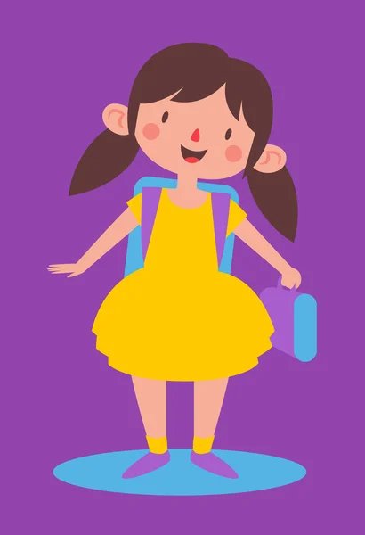 Cute Girl Ready to go Back to School — Stock Vector