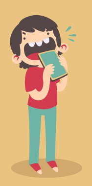 Genç adam yeme telefonunu