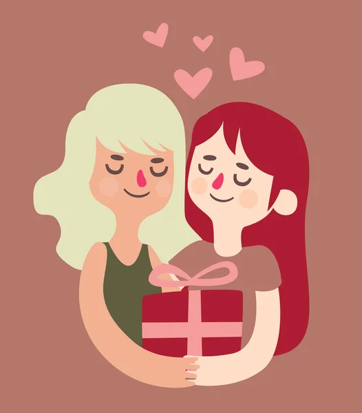 Linda pareja que negocia un regalo — Vector de stock