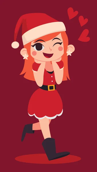 Navidad chica caminando y esparciendo amor — Vector de stock