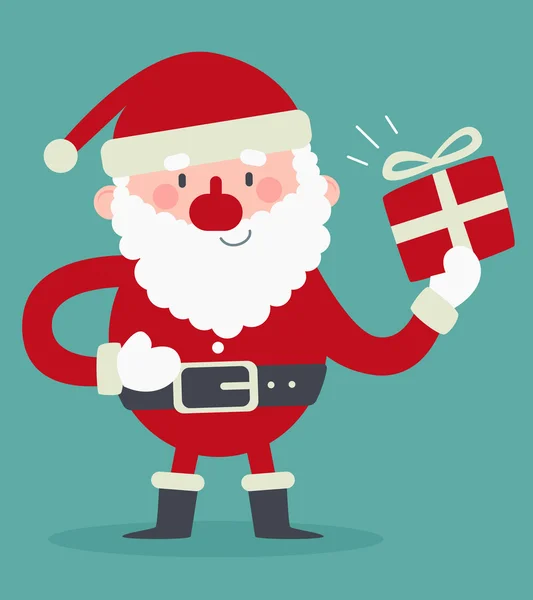 Cute Santa Holding a Gift — Stock Vector