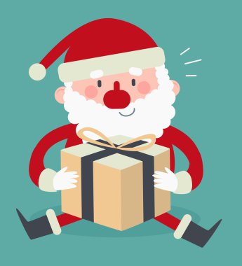 Şirin Santa oturma ve bir hediye Holding