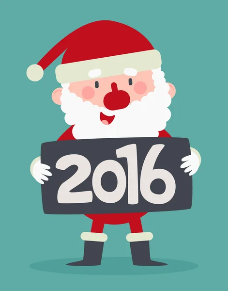 Carino Santa Holding un 2016 nuovo anno segno — Vettoriale Stock