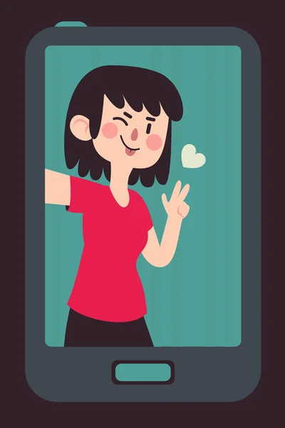 Cute Girl Taking a Selfie — Stock Vector