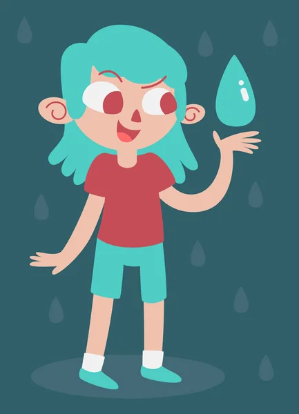 Elemental Girl Happy With Water — Stock Vector