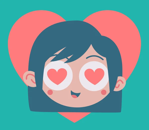 Desenhos animados menina loucamente no amor —  Vetores de Stock