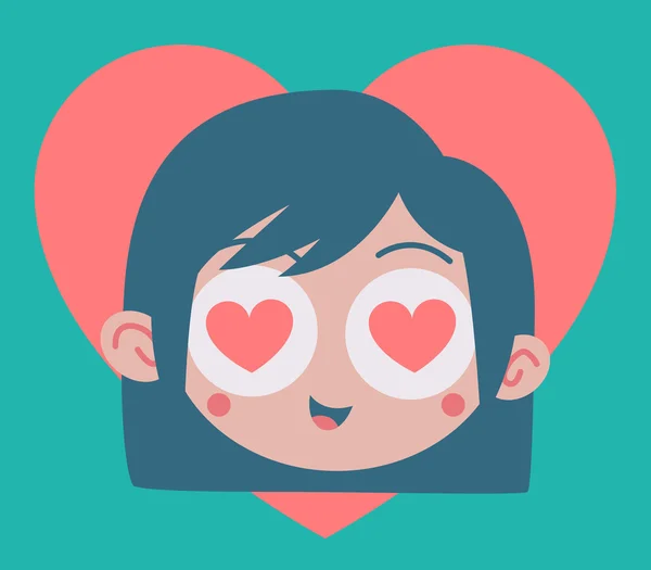 Dibujos animados chica locamente enamorada — Vector de stock