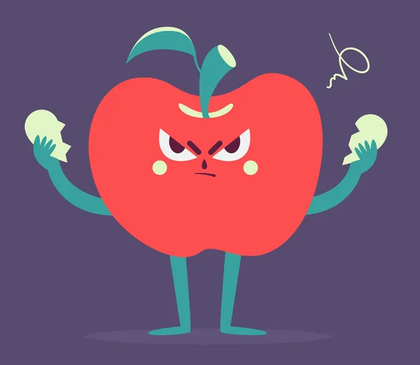 Angry Apple Tearing a Heart Apart — Stock Vector