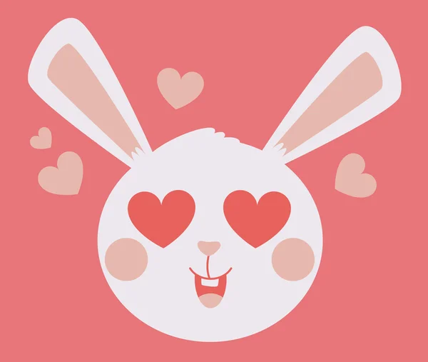 Schattige Bunny hoofd Crazy in Love — Stockvector