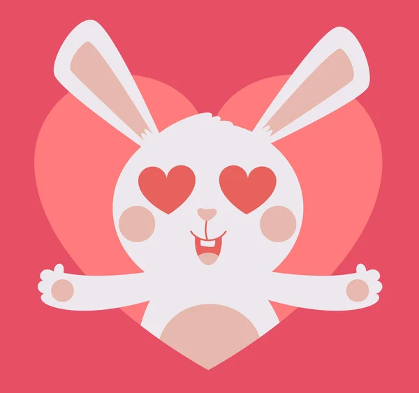 Schattige Bunny Crazy in Love in hart — Stockvector