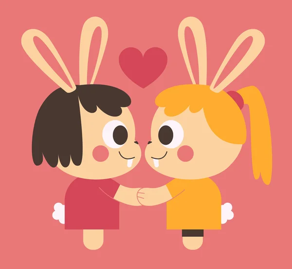 Homosexual Bunny Couple Holding Hands — Stock Vector
