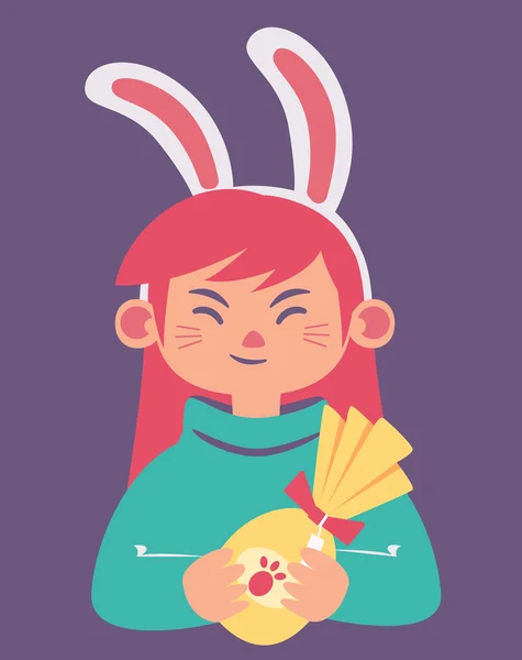 Cute Bunny dziewczyna gospodarstwa serca — Wektor stockowy