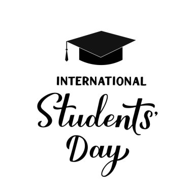 International Students Day calligraphy hand lettering isolated on white. Holiday celebrate on November 17. Vector template for typography poster, banner, flyer, sticker, t-shirt, greeting card, etc. clipart