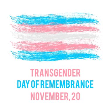 Transgender Day of Remembrance lettering with Transgender Pride Flag. LGBT community event on November 20. Easy to edit vector template for banners, signs, logo design, card, etc. clipart