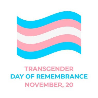 Cinsiyet Değiştiren Onur Bayrağı ile Anma Günü. 20 Kasım 'da LGBT halk etkinliği var. Pankartlar, işaretler, logo tasarımı, kart vs. için vektör şablonunu düzenlemek kolay.