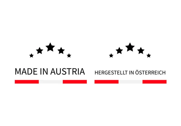 Fabricado Áustria Rótulos Inglês Alemão Ícone Vetor Marca Qualidade Perfeito —  Vetores de Stock