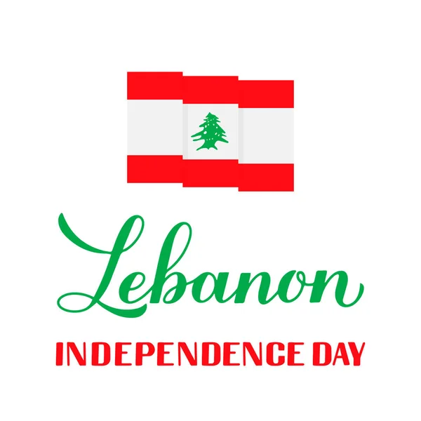 Lebanon Independence Day Hand Lettering Lebanese Flag Holiday Celebrate November — Stock Vector