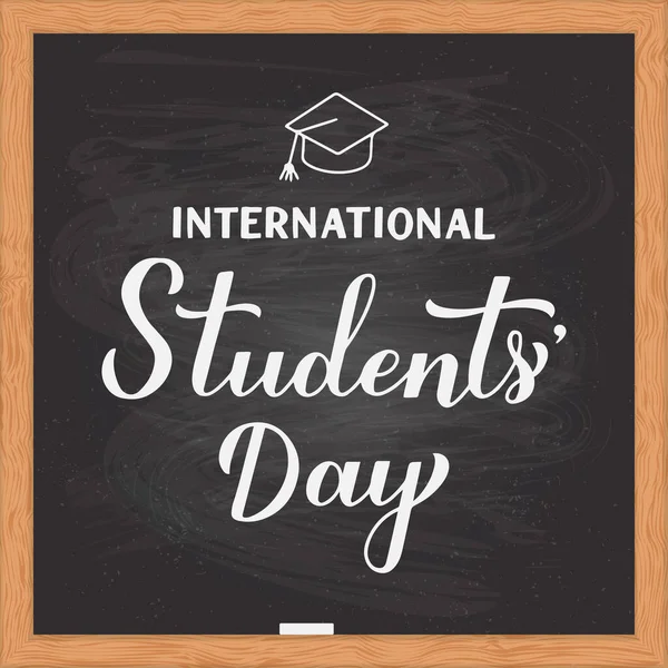 Kaligrafi Hari Pelajar Internasional Tulisan Tangan Papan Tulis Hari Libur - Stok Vektor