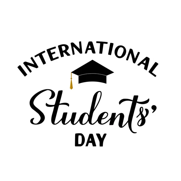 Día Internacional Los Estudiantes Caligrafía Letras Mano Aisladas Blanco Las — Vector de stock