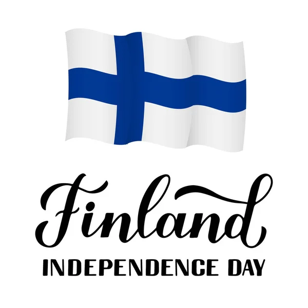 Dia da independência da Finlândia caligrafia letras mão. As férias finlandesas celebram no dia 6 de dezembro. Modelo de vetor fácil de editar para banner de cartaz de tipografia, panfleto, adesivo, cartão de saudação, cartão postal, etc — Vetor de Stock