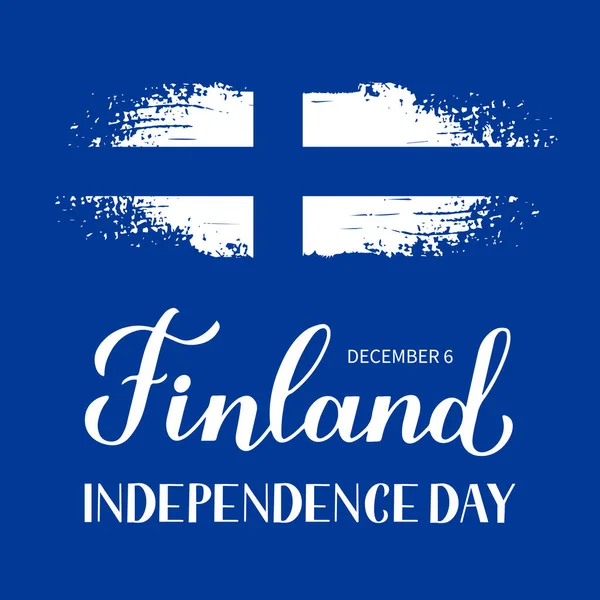 Finland Independence Day calligraphy hand lettering. Finnish holiday celebrate on December 6. Easy to edit vector template for banner, typography poster, flyer, sticker, greeting card, postcard, etc — Stock Vector