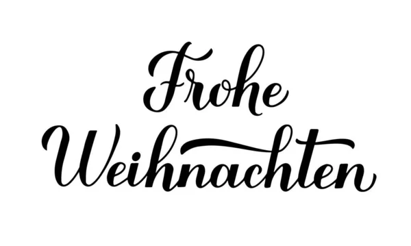 Фруе Вейнахтен Каліграфія Руки Ізольована Білому Веселого Різдвяного Постеру Німецькою — стоковий вектор