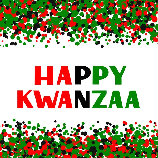 Happy Kwanzaa Hand Letting Red Green Black Dots Confetti Background — стоковий вектор