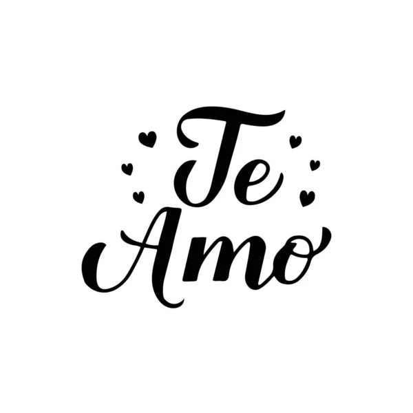 Amo手写字体 我爱你的西班牙语题词 情人节排字海报 明信片 T恤衫 标志设计 贴纸等矢量模板 — 图库矢量图片