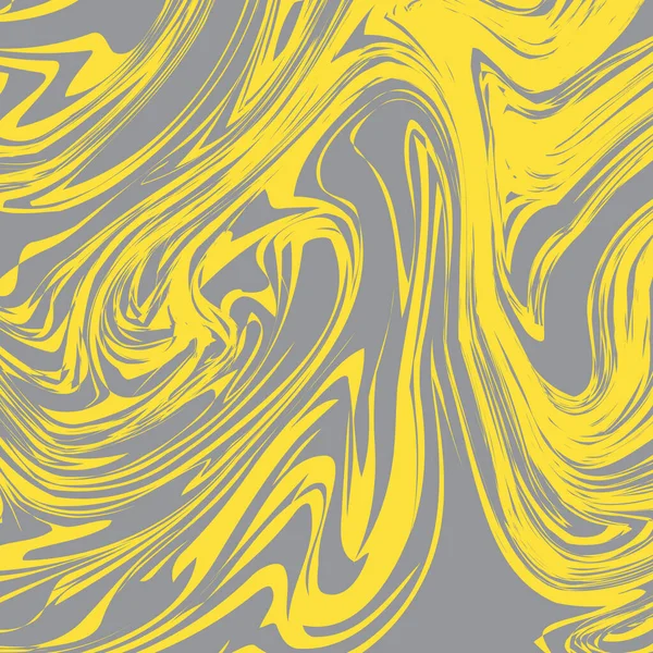 2021年のトレンディーな色究極のグレーと照明黄色の大理石のテクスチャの背景。液体効果の背景。手描きのアクリル絵具の模倣。マーブルサーフェスベクトル図. — ストックベクタ
