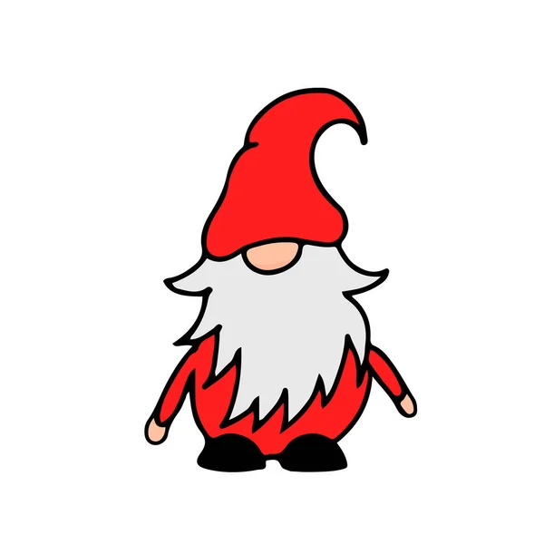 Χέρι Ζωγραφισμένα Κινουμένων Σχεδίων Gnome Απομονώνονται Λευκό Σκανδιναβικός Νάνος Χαρακτήρας — Διανυσματικό Αρχείο