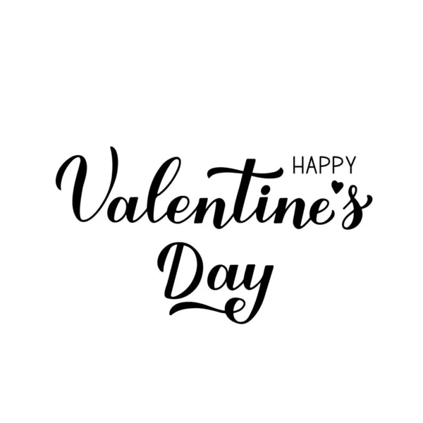 Gelukkige Valentijnsdag kalligrafie belettering geïsoleerd op wit. Handgeschreven Valentijnskaart. Eenvoudig te bewerken vectorsjabloon voor ansichtkaart, logo ontwerp, flyer, banner, sticker, t-shirt, enz.. — Stockvector