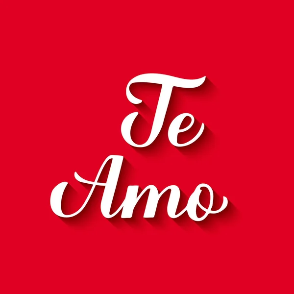 Amo Calligraphy Hand Lettering Red Background Love You Spanish Valentines — Stock Vector