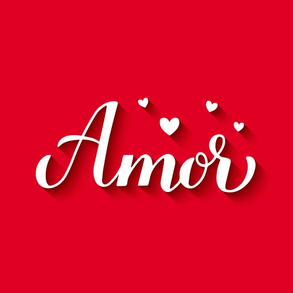 Caligrafía Amor Letras Mano Sobre Fondo Rojo Inscripción Amor Español — Archivo Imágenes Vectoriales