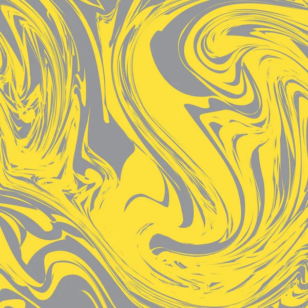 2021年のトレンディーな色究極のグレーと照明黄色の大理石のテクスチャの背景 液体効果の背景 手描きのアクリル絵具の模倣 マーブルサーフェスベクトル図 — ストックベクタ